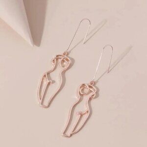 Rose gold line art earrings
